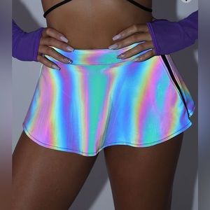 IHeartRaves Pretty Flirty Reflective Skater Skirt